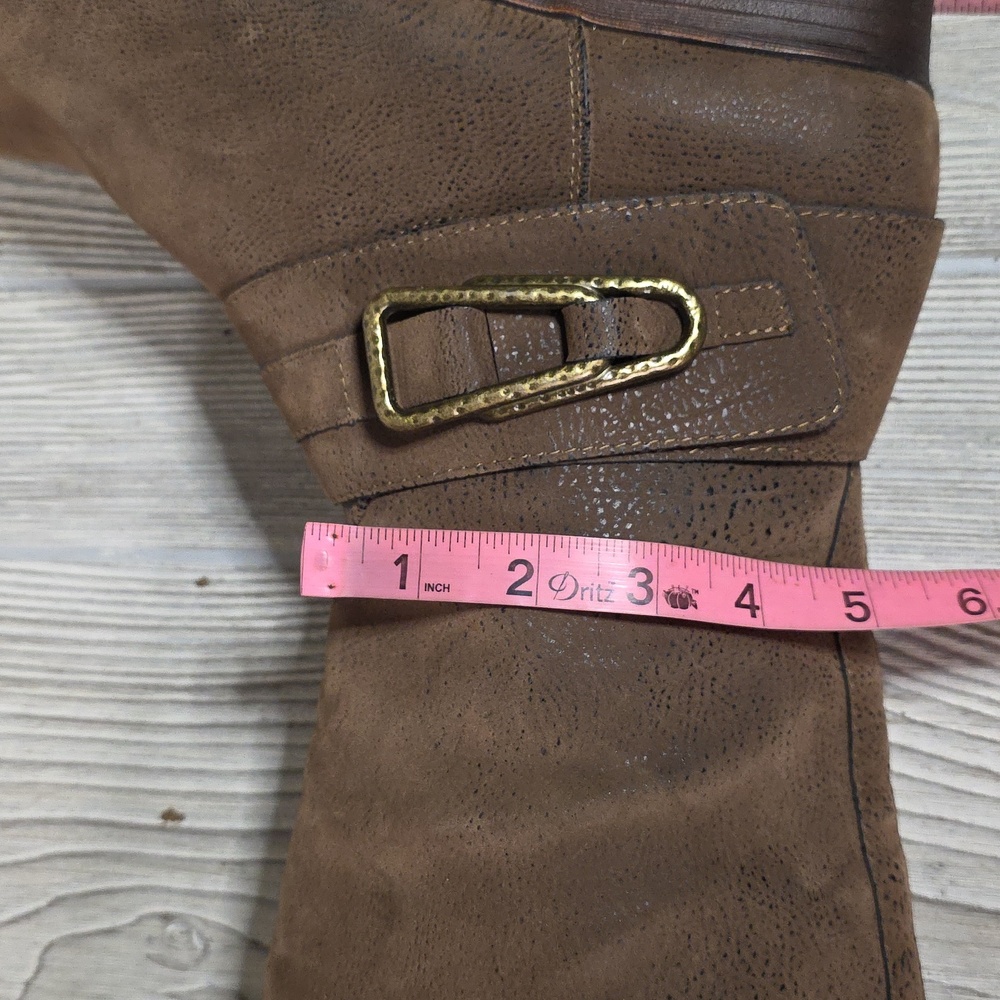 Crown Vintage Tan Suede Knee-High Heeled Boots - Picture 14 of 14